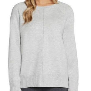 Max & Mia Gray Heather Butter Soft Seam Front Sweater Size L EUC